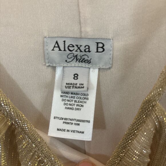 Alexa B Nites Women's Sleeveless Gold Maxi Dress Size 8 Goddess Ethereal Sweater - Picture 3 of 8